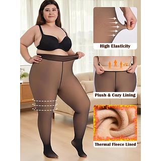 Meia Calça Feminina (Plus Size) Térmica Grossa Super Elástica Translucida
