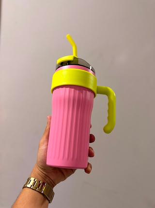 Copo 800ml c/ canudo inox e bico silicone