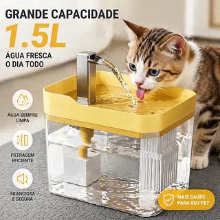 Bebedouro Automático para Gatos e Cães: Circulação de Água com Filtro de 1,5 Litro