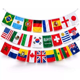 Varal de Bandeirinhas Países Copa 2026 3 metros