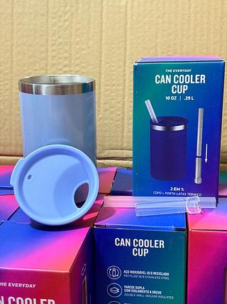 Copo Térmico 2 em 1 Porta Latas c/ canudo Holográfico