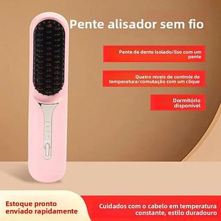 Escova alisadora sem fio recarregável com íons negativos - alisamento/modelagem 2 em 1