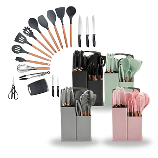 Kit Utensílios 19 Peças Cozinha Luxo