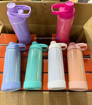 Garrafa 600ml holografica glitter base emborrachada