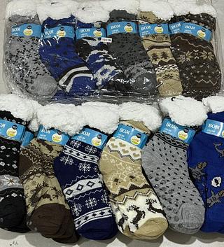 Meias Térmicas Grossa De Lã Adulto Forrada Masculina Sola Antiderrapante (Tamanho 10-12)