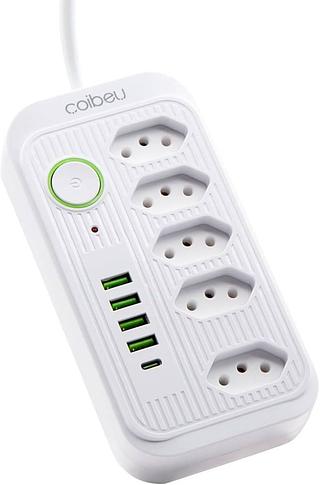 Filtro de linha com 7 tomadas extensão elétrica 1 universal 4 USB bivolt 10A 110v 220v Cabo de 2 Metros