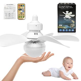 Ventilador Luminária De Teto LED Exaustor Led 6 Folhas 42CM 40W Forte Com Controle