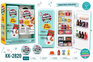 Mini Geladeira Minis Brand Com 2 Cápsulas Surpresas - AZUL