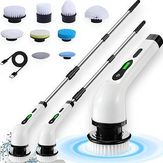 Escova De Limpeza 9 Em1 Recarregavél Elétrica Giratória Com Cabo Alongador