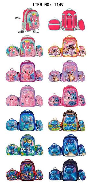 Kit mochila GRANDE + Lancheira + estojo Lilo Stich